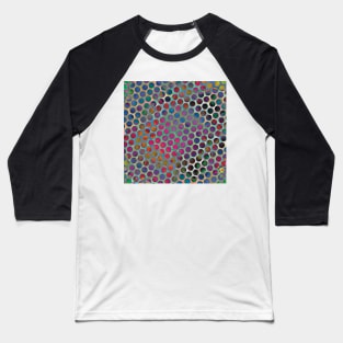 Rainbow Circle Mesh, Digital Illustration, Geometric Pattern Baseball T-Shirt